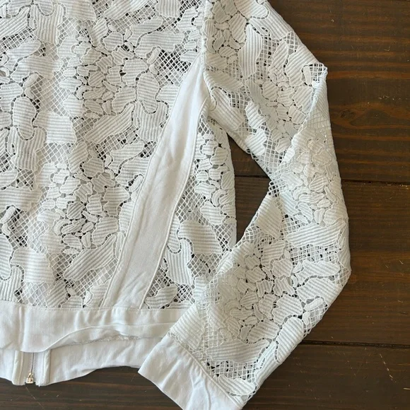 Three Dots Cotton Blend Crochet Lace Zip Lightweight Long Sleeve‎ Jacket Sz M - Picture 12 of 13